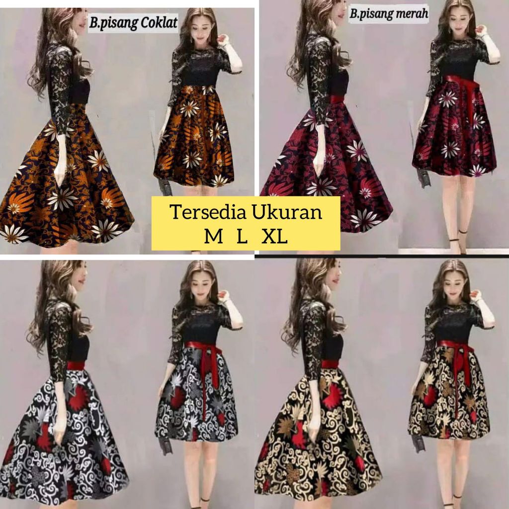 Dres Dewasa MAGNOA Gaun Batik Remaja Kasual Baju Kondangan Cewek Dewasa Kekinian Korean Fashion Styl