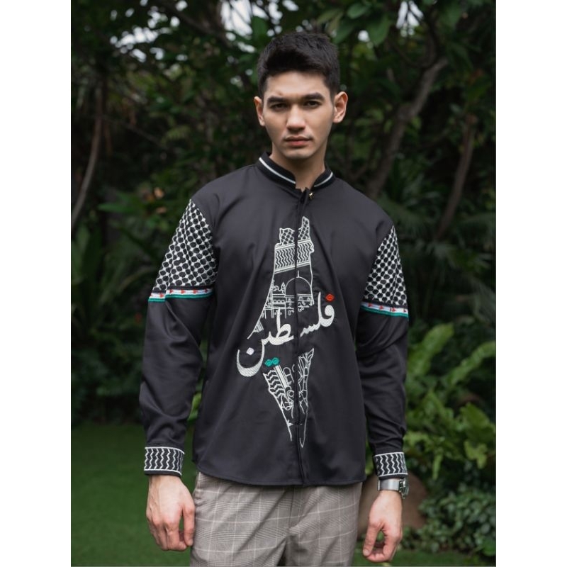 Kemeja Bordir Pria NUC.ID Salahudin 01 (Hitam)