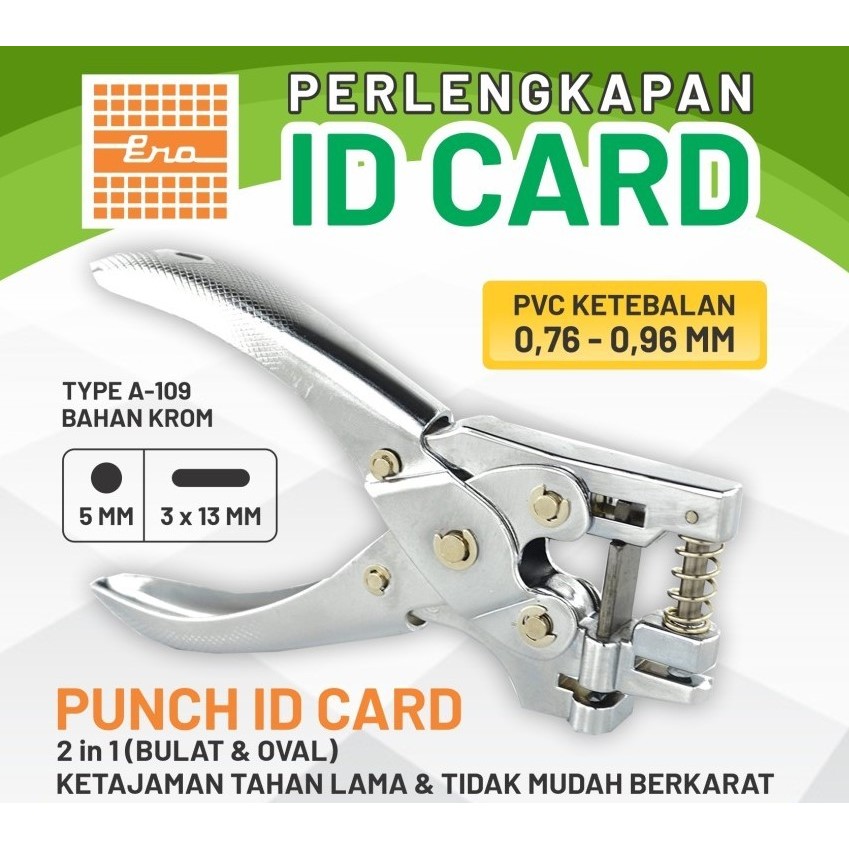 

PELUBANG ID CARD | 2IN1 PUNCH ID CARD UK. BULAT 3MM & OVAL 3 X 13MM