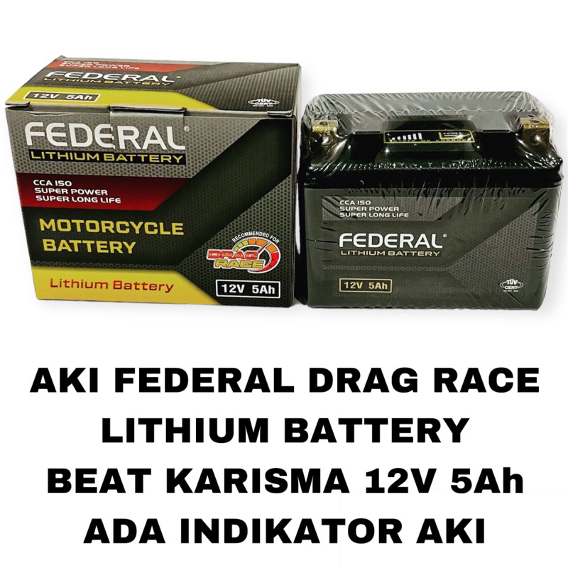 AKI FEDERAL LITHIUM DRAG RACE NANOGEL ORIGINAL LEBIH AWET DARI AKI KERING SATRIA FU VARIO150 BEAT KA