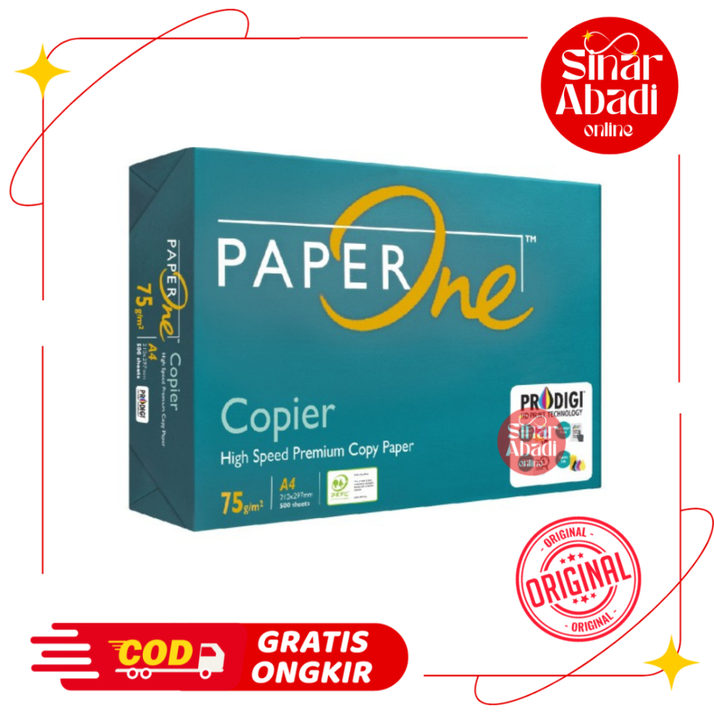

KERTAS HVS A4 75 GSM PAPER ONE / KERTAS FOTOKOPI MURAH