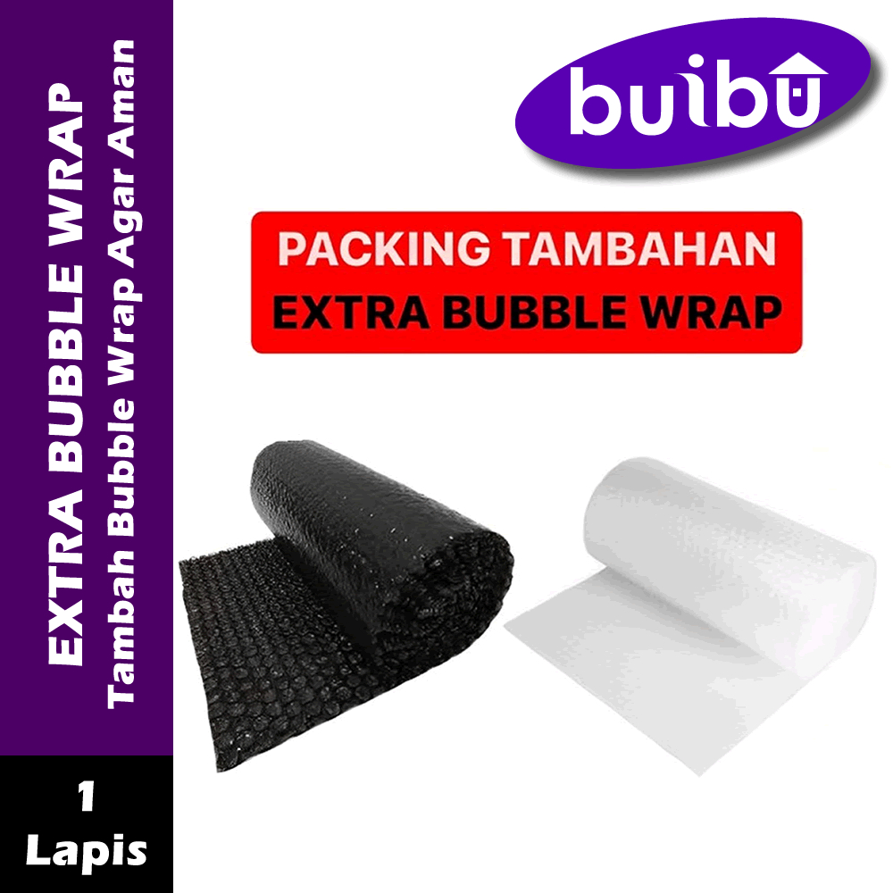 

Buibu Ekstra Packaging Bubble Wrap Untuk Lebih Aman | Tambahan Bubble Wrap | Warna Hitam Tebal