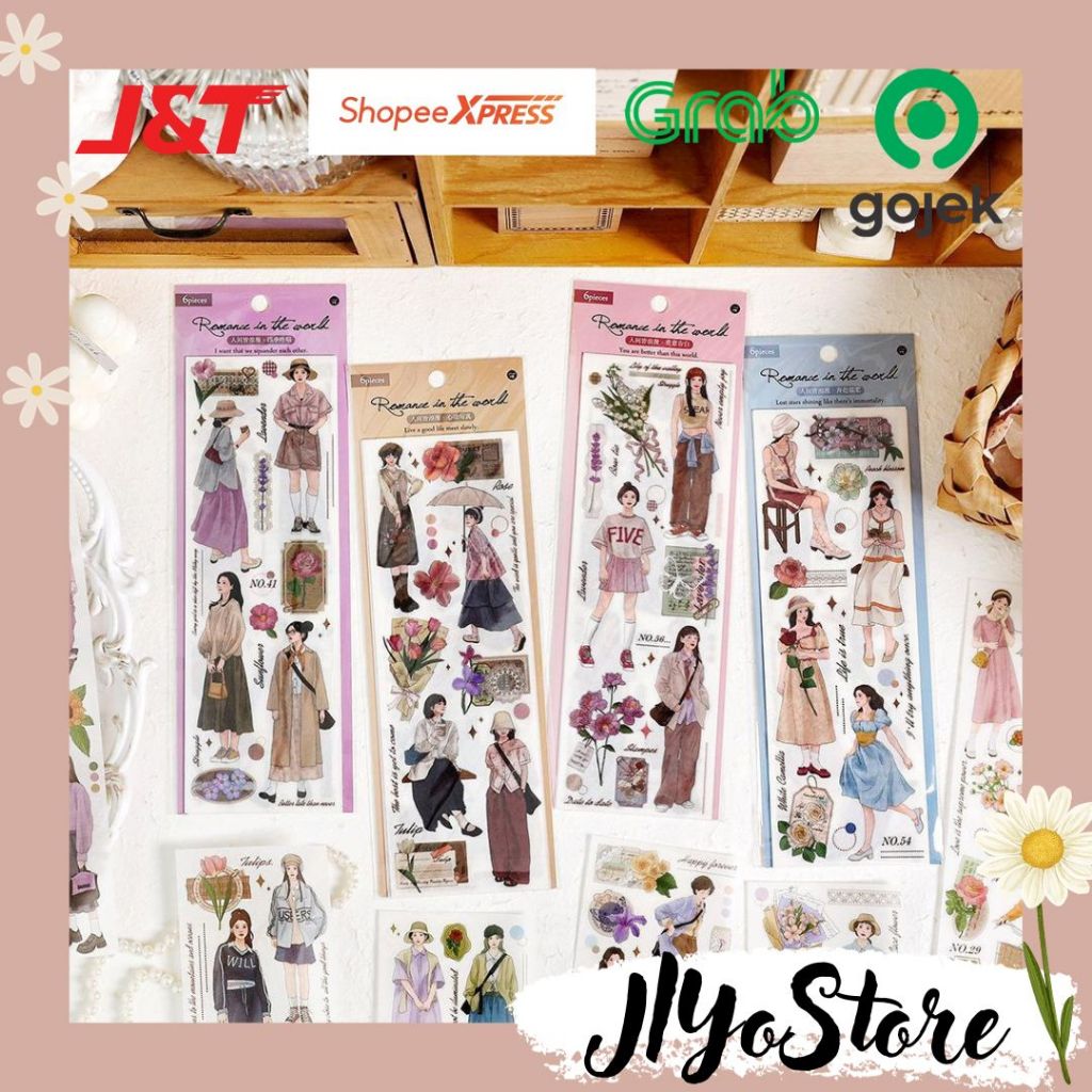 

6lembar Stiker Sticker OOTD Fashion Bujo Journal Jurnal Scrapbook Planner Vintage Aesthetic Lucu DIY