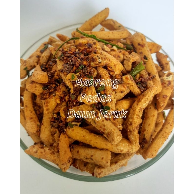 

Basreng Pedas Hot EXTRA DAUN JERUK - Basreng Hot Pedas Gurih Renyah 250gram - Angkasa Snack