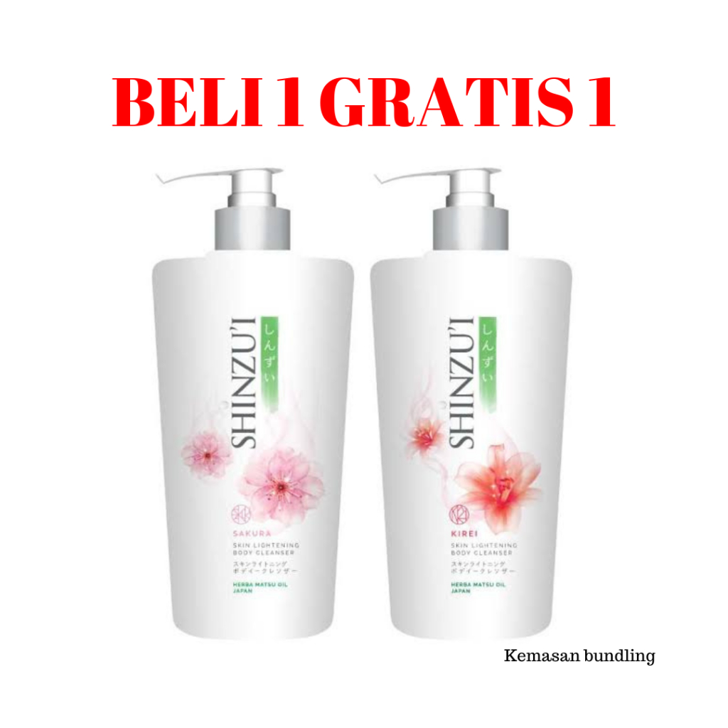 SHINZUI Lightening Body Cleanser | Sabun Cair Shinzu'i | Body Wash 480ml (Paket Beli 1 Gratis 1) Pum
