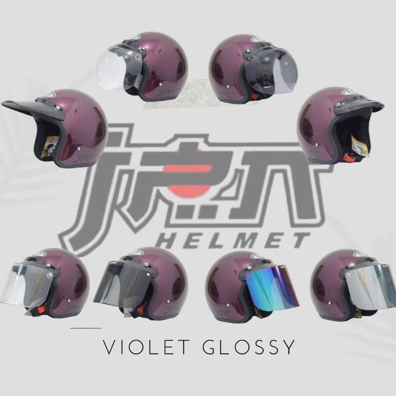 HELM Jpn ungu original kaca datar kaca cembung