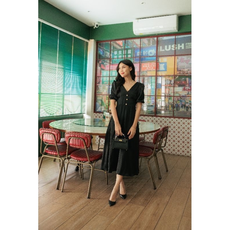 Gaun Hitam / Gwenna Dress Maxi / Dress Pesta Mewah Elegan / Dress Kondangan