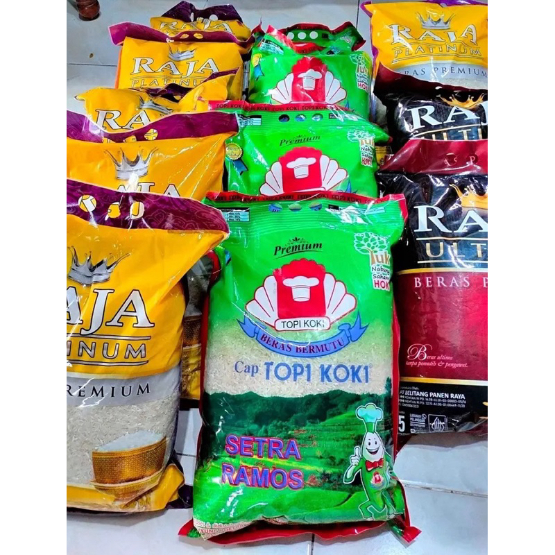 

Beras Premium 5kg - Indomaret Alfamart Topi Koki / Raja Platinum / Raja Ultima / Sumo / Hoki / Anak Raja