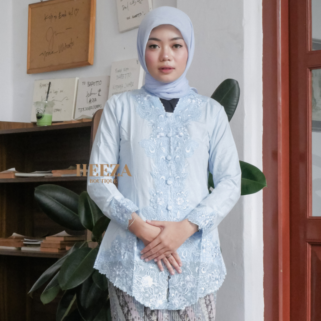 Heeza - Kebaya Encim Modern Katun Karini Premium Biru Langit