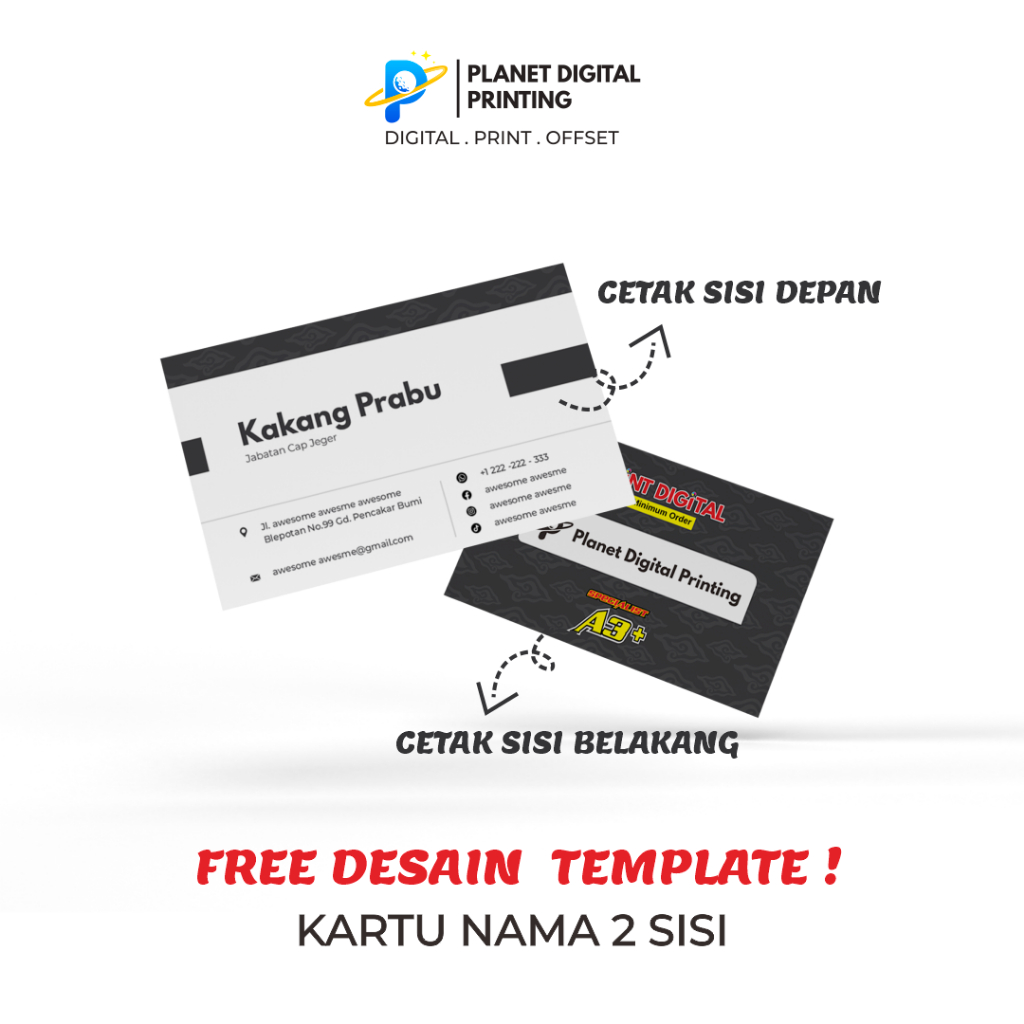 

Kartu Nama 2 Sisi 1 Box Isi 100 Pcs Free Box