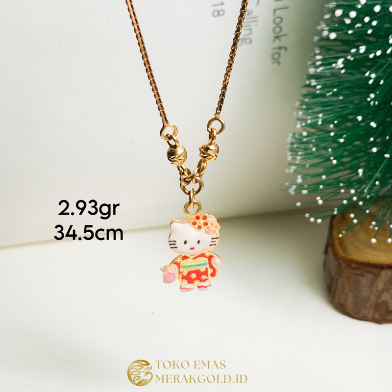 Kalung Emas Anak Hello Kitty Kalung Anak Emas Italy Rantai Bintanh  Kadar 700