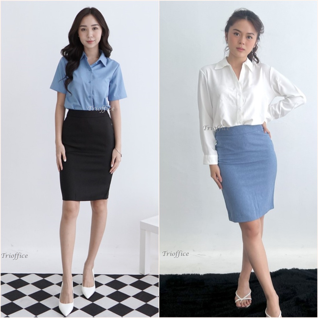 Rok Span Hitam Kerja Formal Pendek Selutut 3/4