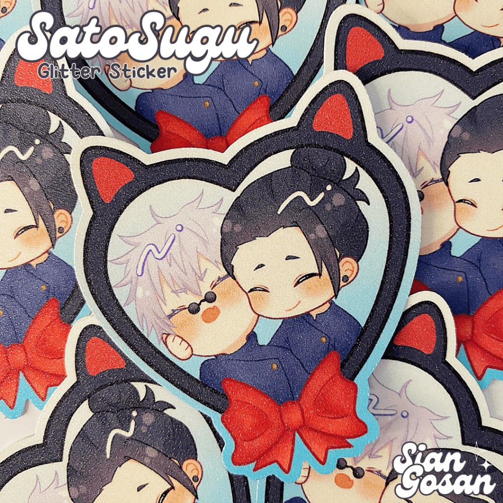

Sticker JJK SatoSugu Couple Heart Glitter Die Cut