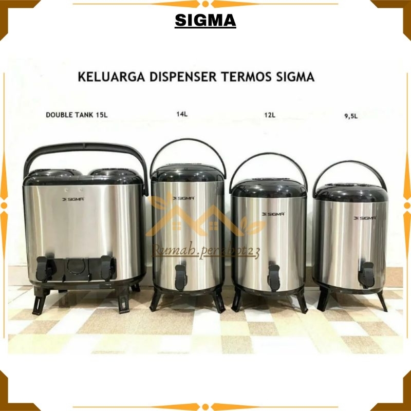SIGMA - Dispenser Termos Water Jug Air Panas / Dingin Sigma 9,5 12 14 15 Liter Termos Air Panas Stainless Steel Besar Jumbo Hot n Cool