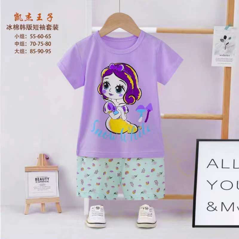 Setelan Baju Anak Perempuan Laki-Laki Set organik HP (baju pendek celana pendek) Bahan Adem Halus Di