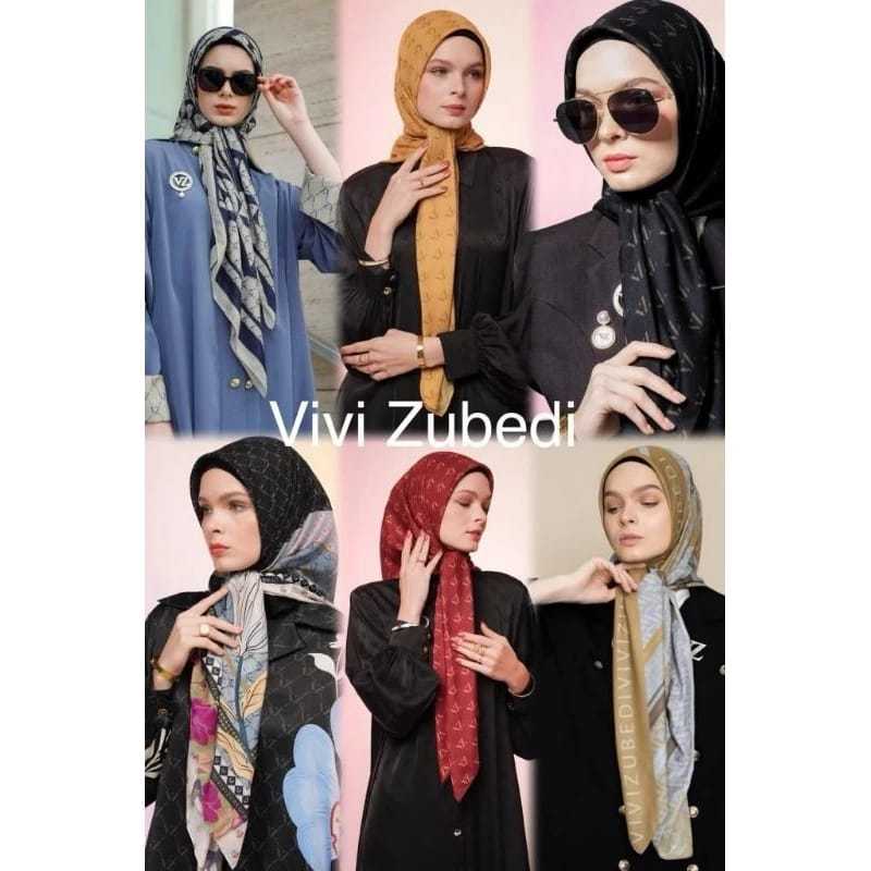 Hjab Segi Empat voal motif Monogram / Hijab VZ / Vivi Zubedi / Nomiq Store