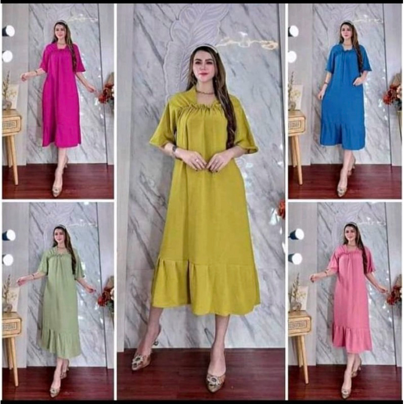 DASTER MIDI ZARA CRINKLE AIRFLOW DRESS FUJI JUMBO LD 120CM