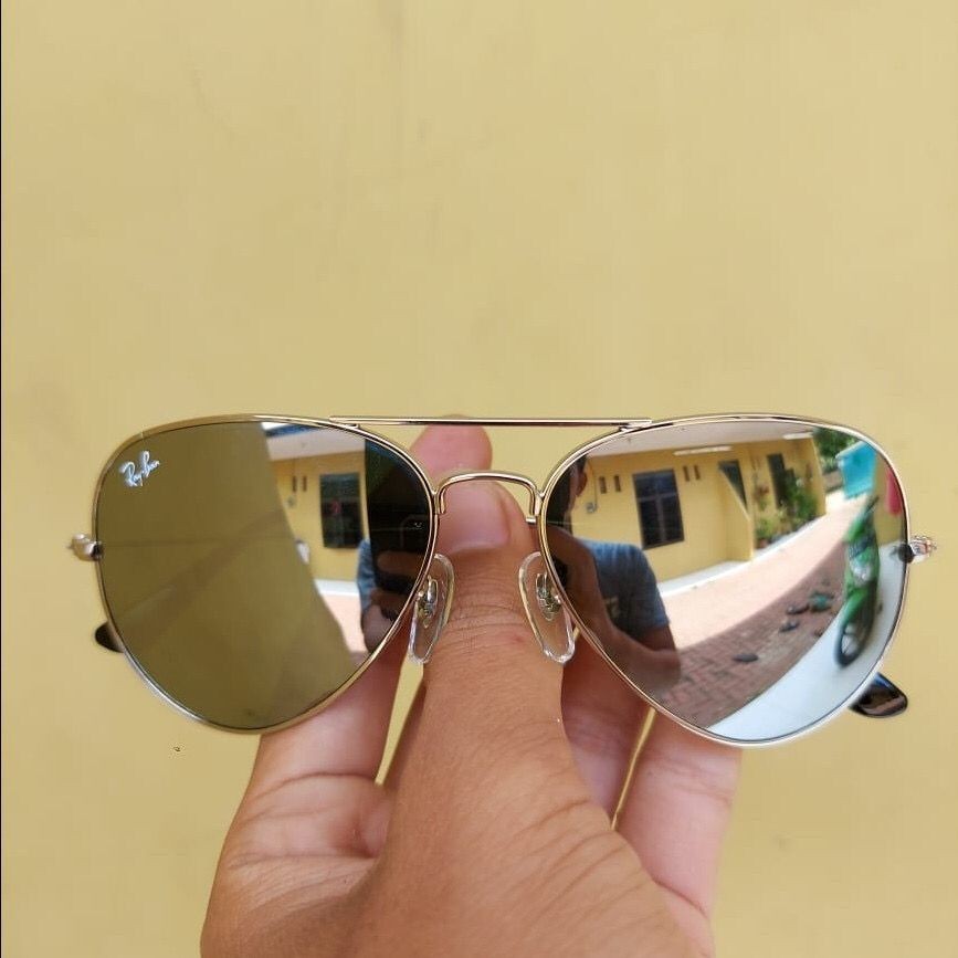 Kacamata Rayban Aviator SIlver Mirror Size 58 Second Original