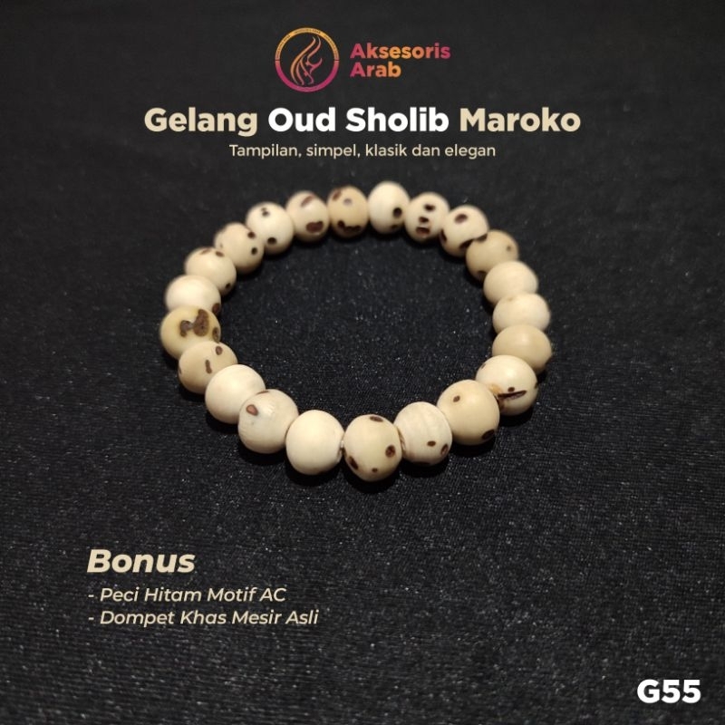 Gelang Premium Oud Sholib Putih Maroko Original