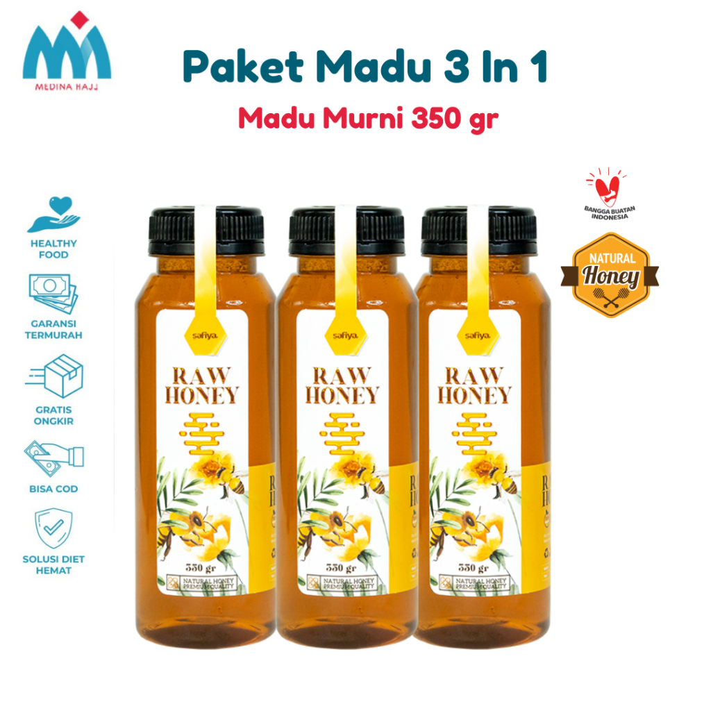 

[Paket Hemat 3 Botol] Madu Murni Premium Original Safiya Herbal 350 gr