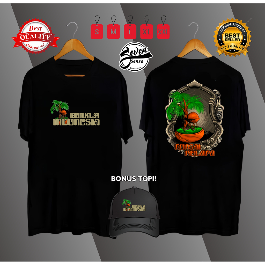 KAOS BONSAI KELAPA KEREN DESAIN TERBARU BONUS TOPI SEVENSENSE