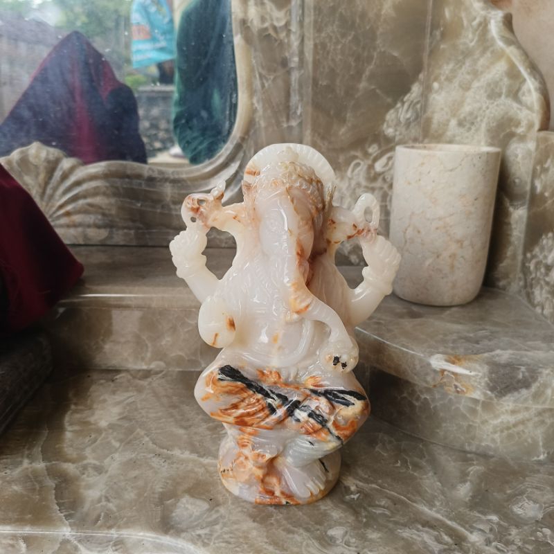 Statue patung dewa Ganesha batu Onix Lampung super