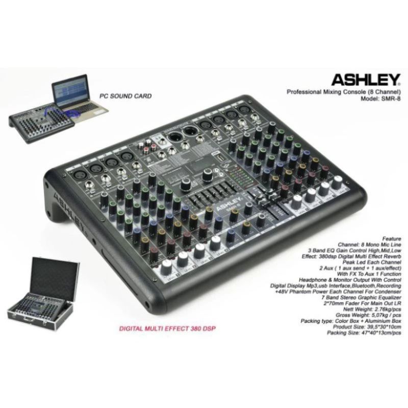 New Mixer Audio Ashley 8 Chanel SMR 8 Sudah isi Compressor setiap channel Original ,Bluetooth , USB 