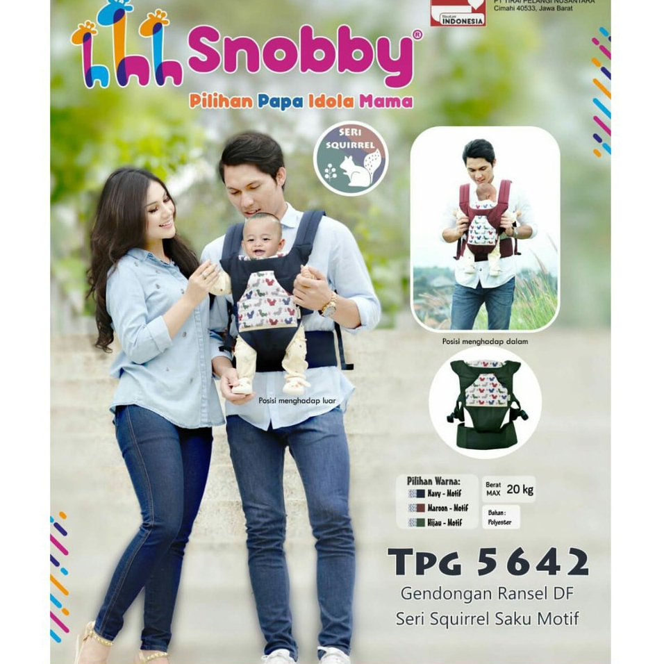 Gendongan Depan Gendongan Snobby Gendongan Bayi Ransel Squirrel Series Saku Motif TPG 5642
