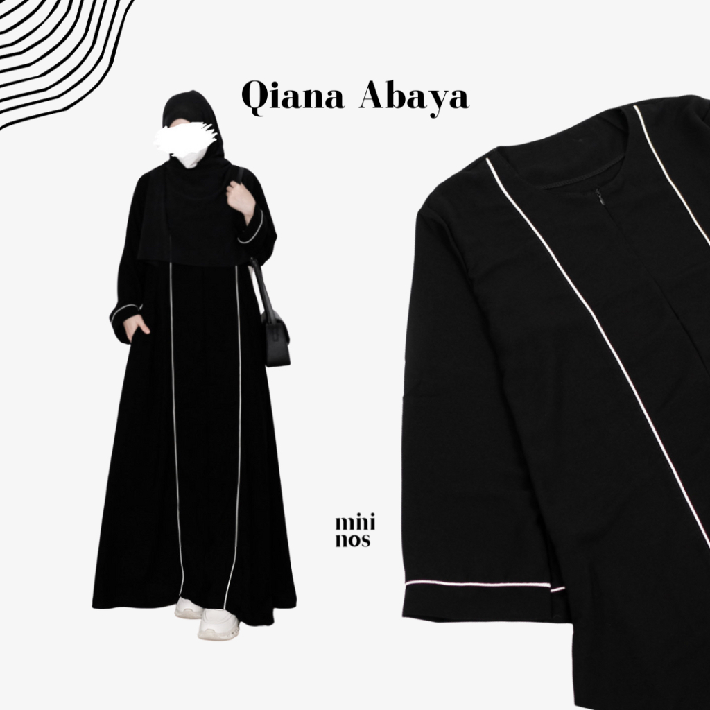 Mininos Qiana abaya | Basic Jetblack remaja Muslimah abaya remaja Wanita Gamis Syari