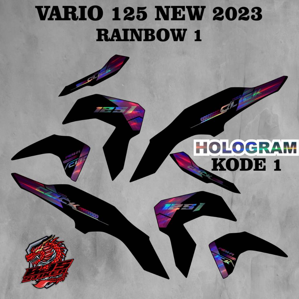 Striping vario 125 new 2023 - Stiker Decal HOLOGRAM VARIO 125 NEW 2023 RAINBOW 1 BODY HITAM
