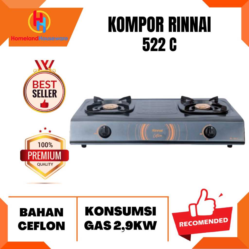 KOMPOR RINNAI 522 C/KOMPOR GAS 2 TUNGKU RINNAI