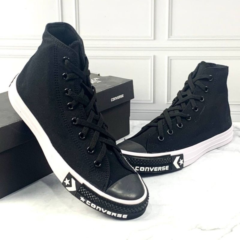 sepatu pria sneakers dewasa tinggi ( BW ) casual formal keren kece Convers original 100 hitam putih 