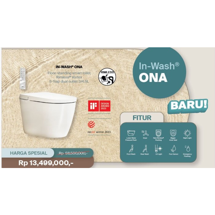 PROMO CLOSET DUDUK ROCA / MONOBLOCK ROCA IN WASH ONA