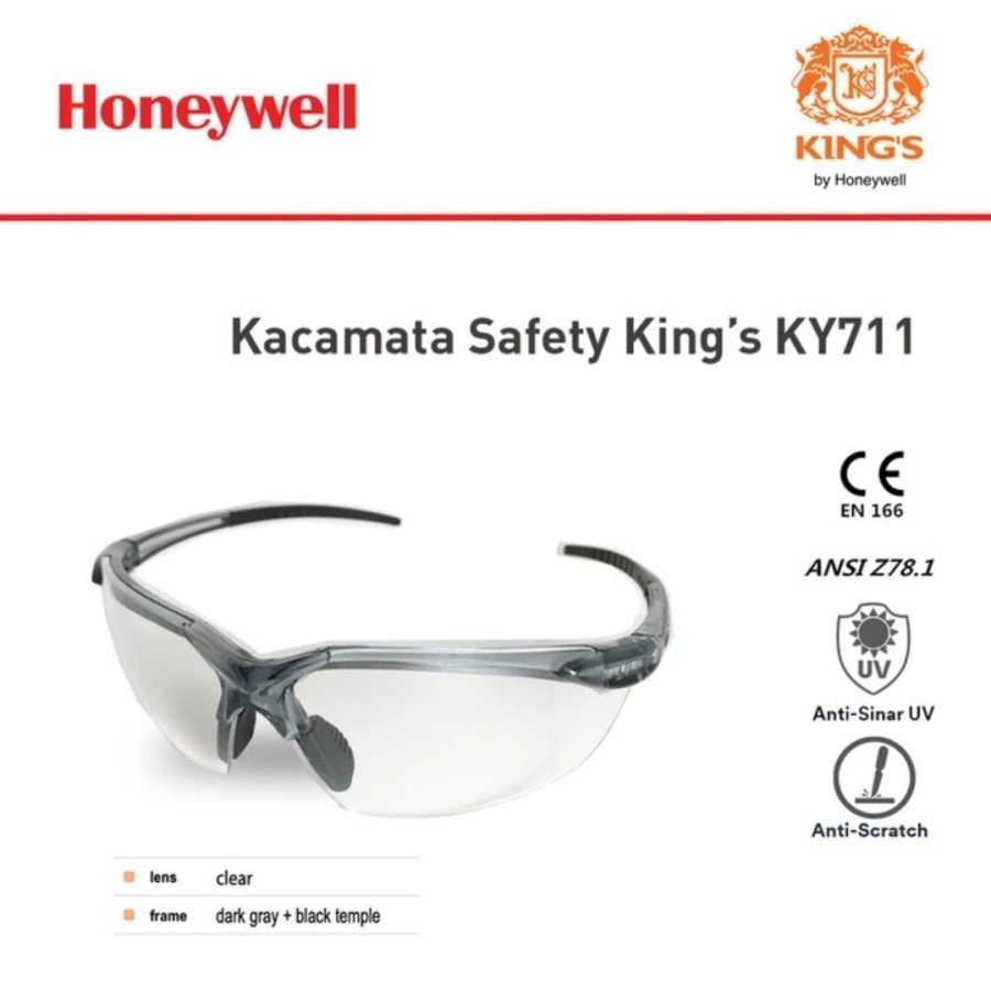 KACAMATA SAFETY KINGS SERI KY-711 / kacamata safety Honeywell ky711/KINGS SAFETY EYEGLASS