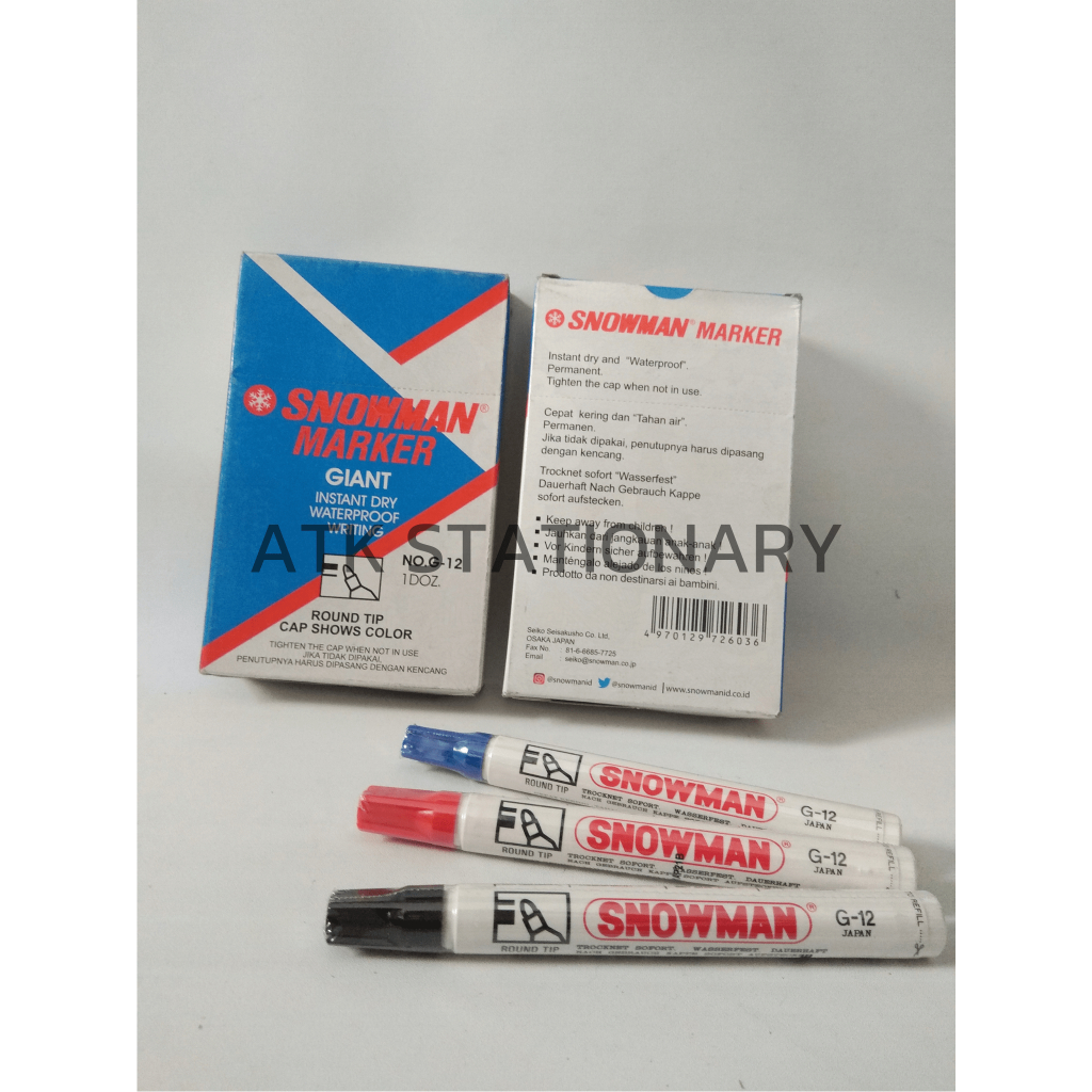 

Spidol Marker Snowman G12 Hitam Permanent