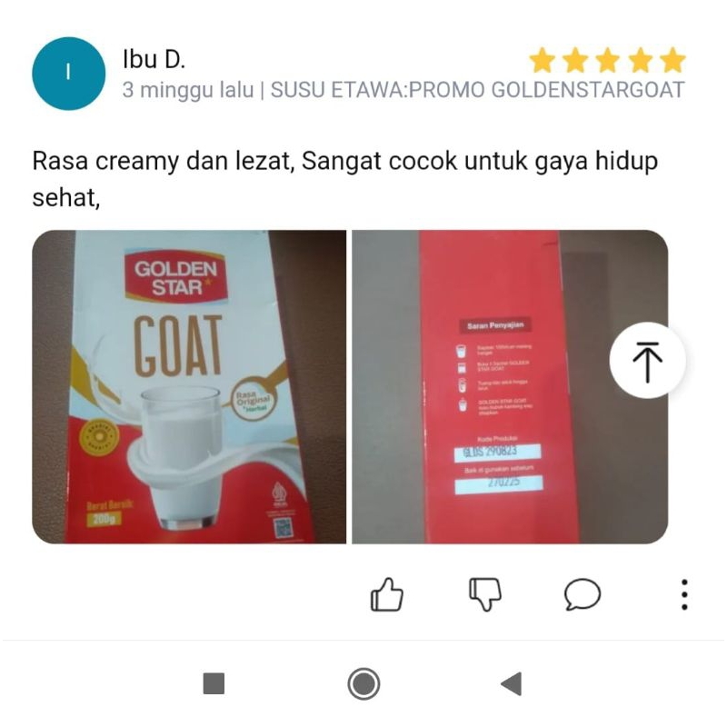 

Susu kambing etawa bubuk 1 box Golden Star Goat