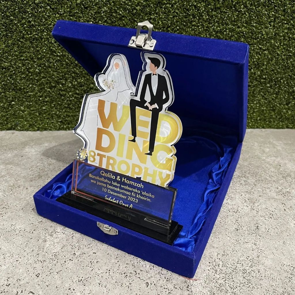WEDDING TROPHY PLAKAT AKRILIK CUSTOM PLAKAT AKRILIK 20X15CM TEBAL 8MM PLAKAT CUSTOM