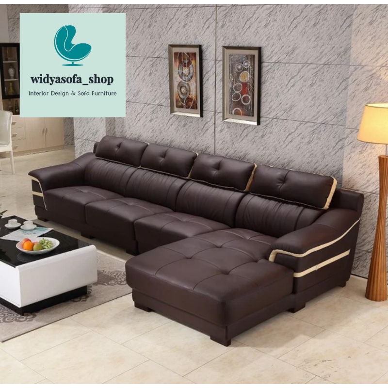Sofa L Shape Kulit Oscar Minimalis Terbaru Kualitas Terbaik Sofa Letter L Coklat