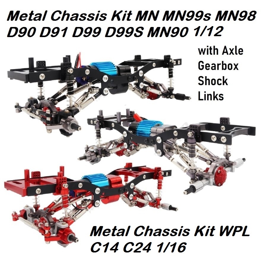 Metal Chassis Kit WPL C14 C24 MN MN99S MN98 D90 D91 D99 D99S MN90 Frame with Axle Gearbox Shock Link