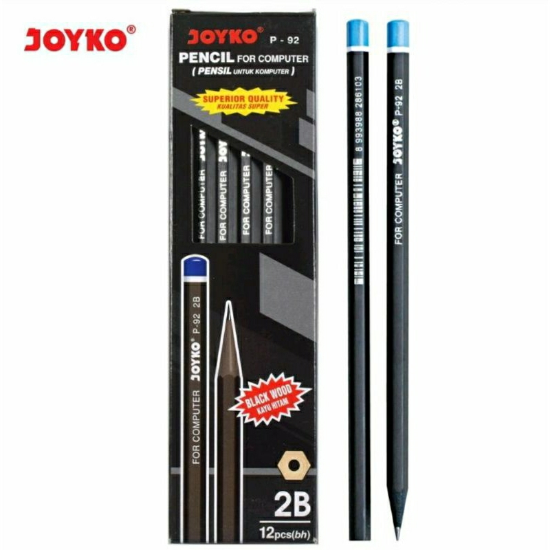 

Pensil 2B joyko P-92 Black Wood (isi 12 pcs)