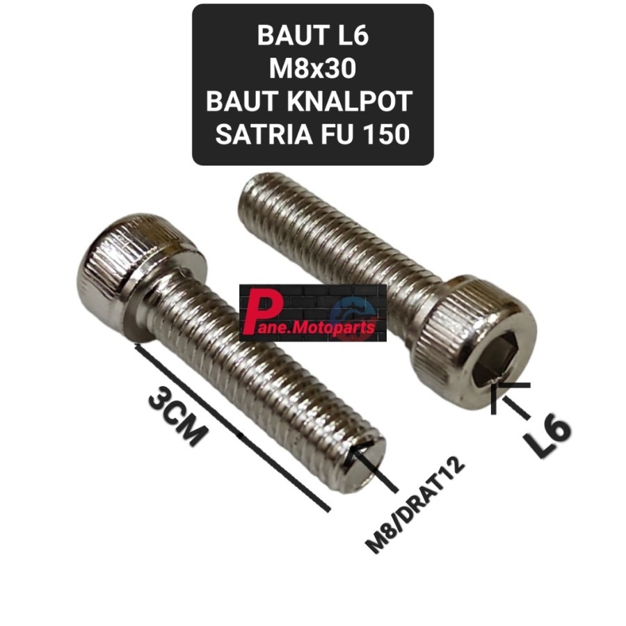 2PC BAUT BAUD L6 M8x3CM BAUT KNALPOT SATRIA FU 150 OLD NEW SATRIA FU 150 f1