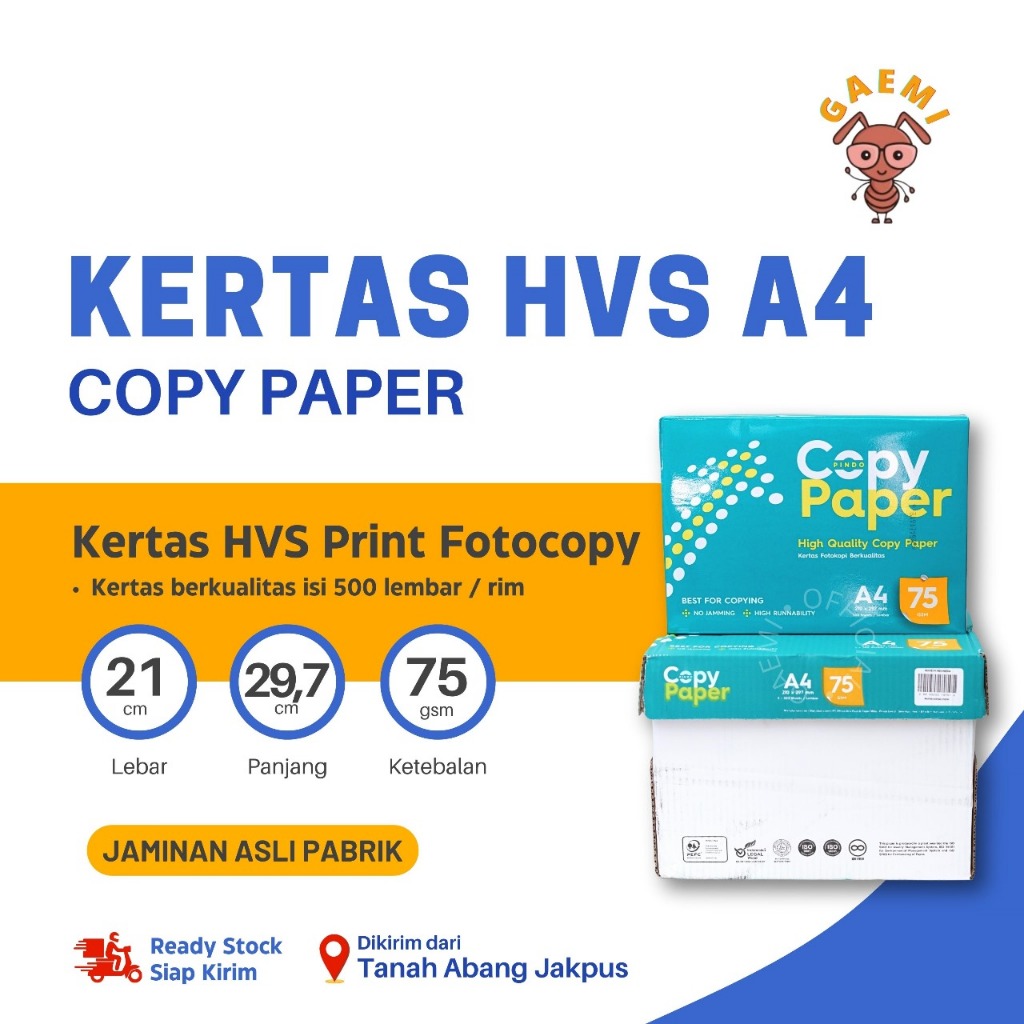 

ghg Kertas HVS A4 Copy Paper Blue 75g dan IK Copy Paper 70g Per 1 Dus ( 5 Rim )