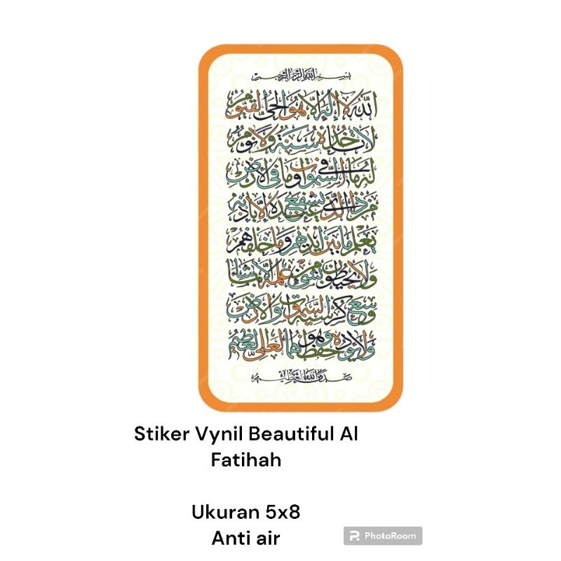 

Stiker Vynil Beautiful Al Fatihah Anti Air Stiker Islam Tempelan Custom Case HP Laptop Botol Dekorasi Rumah Motor