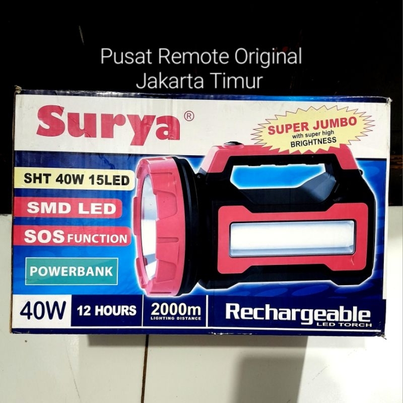 SENTER SURYA SHT 40W 15LED FLASHLIGHT RECHARGEABLE SENTER 40WAT LED