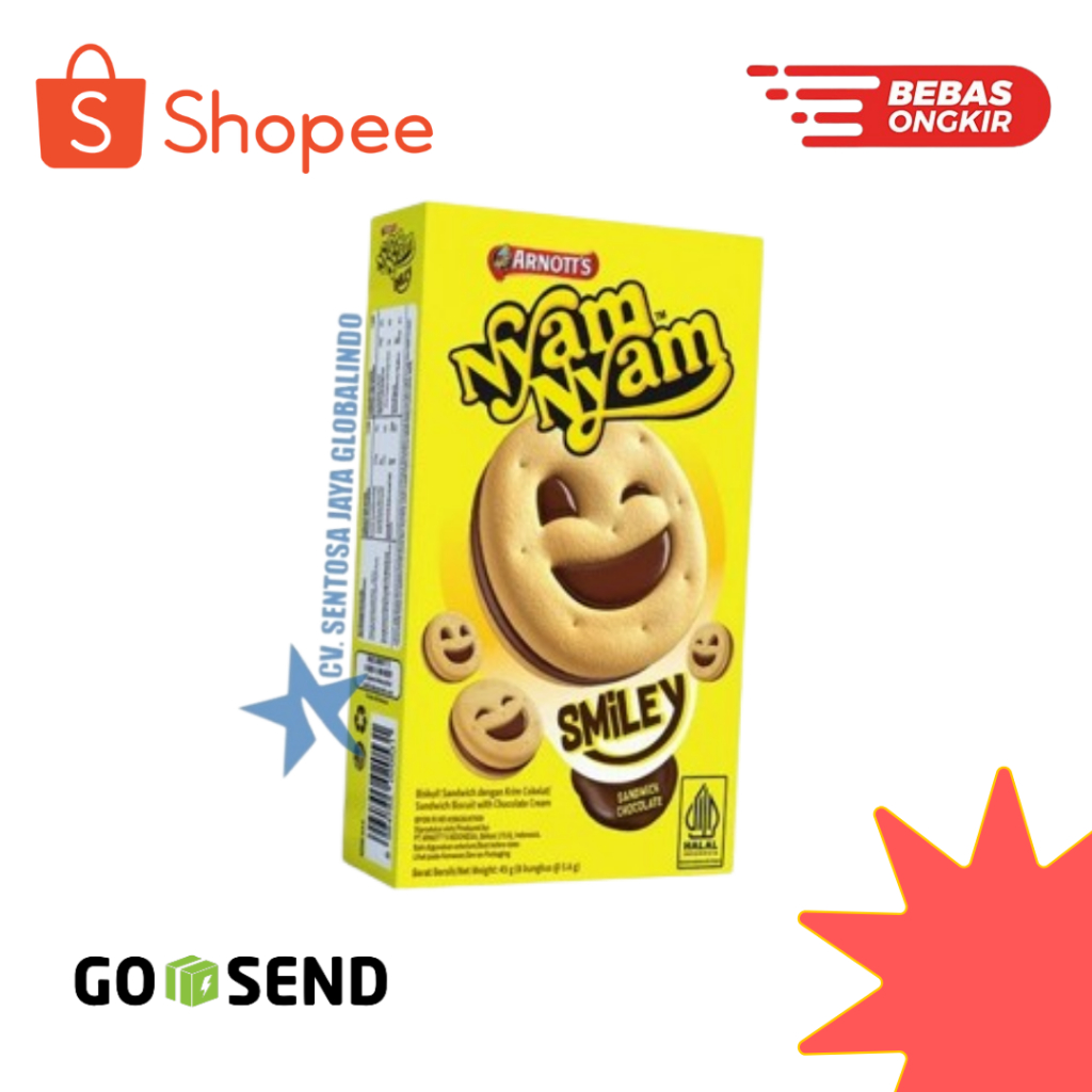 

Arnotts nyam nyam SMILEY biscuit sandwich coklat 45 gram