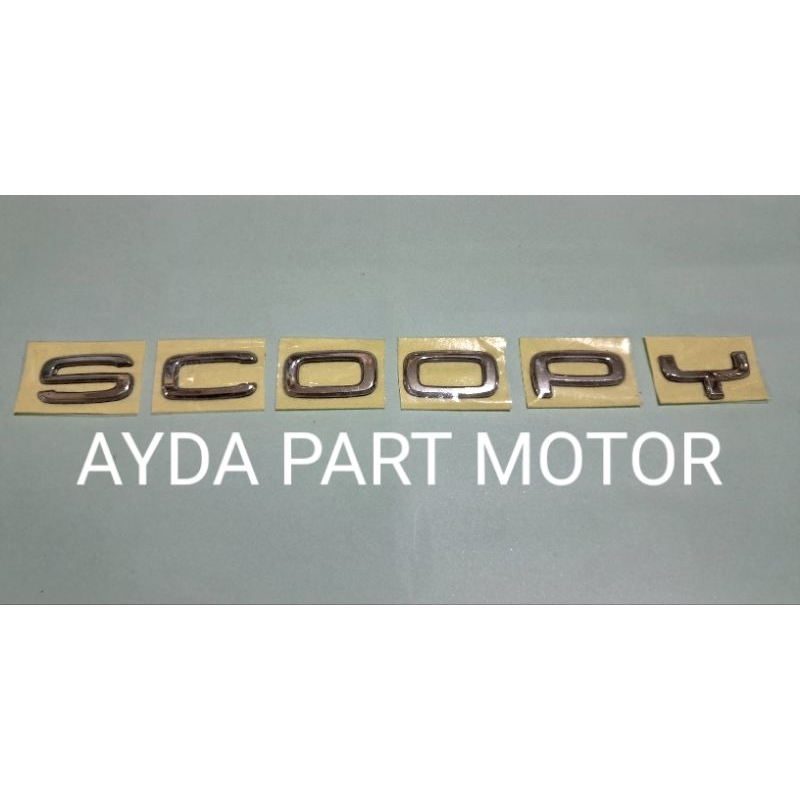 (silver crome) emblem logo honda scoopy donat 2021-2022 original 3D timbul original (harga perhuruf)