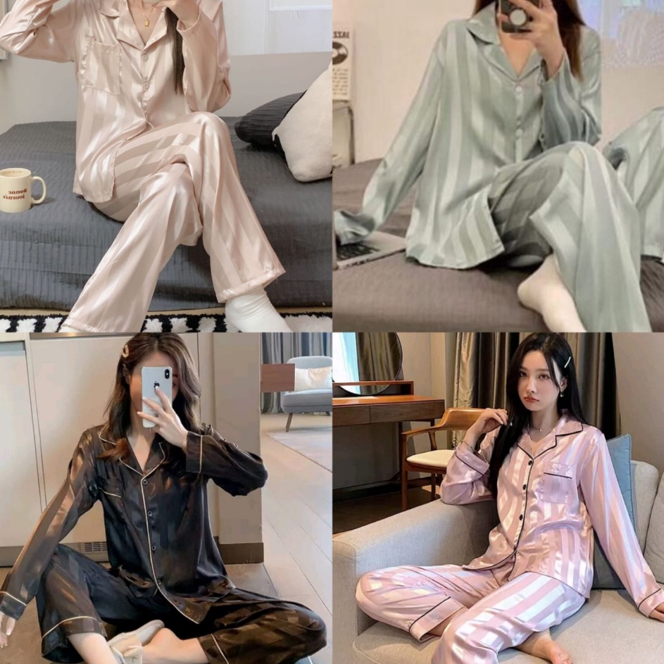 Terlaku BAJU TIDUR EXCLUSIVE PIYAMA WANITA SATIN SUTRA ORGANIC TENCEL IMPORT MEWAH PREMIUM
