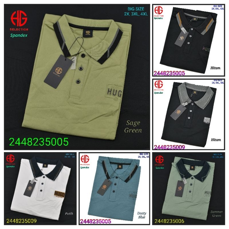 Kaos Kerah Pria Hugo Selection Big Size Jumbo 2448215022 Lengan Pendek Khusus 4XL