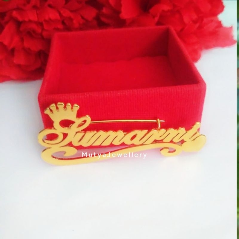 Bros Pin Costum Nama Sendiri / Bros Ukir Nama