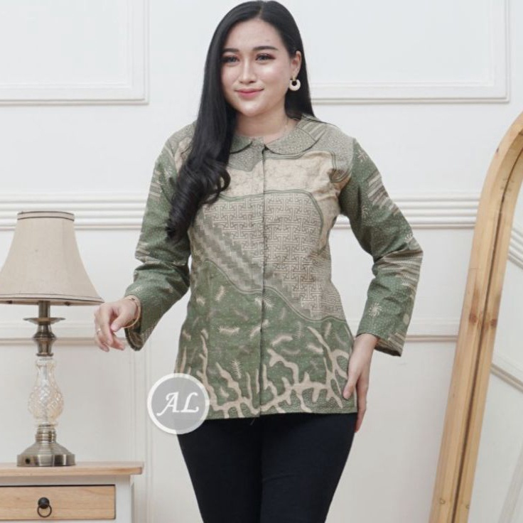 V44859 Batik Wanita  Blouse Batik Wanita Terbaru  Atasan Baju Batik Wanita